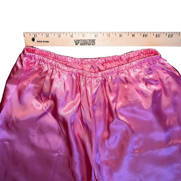 New Vintage Longevity Pink Satin Chinese Pajama Set Large Embroidered - Picture 8 of 16